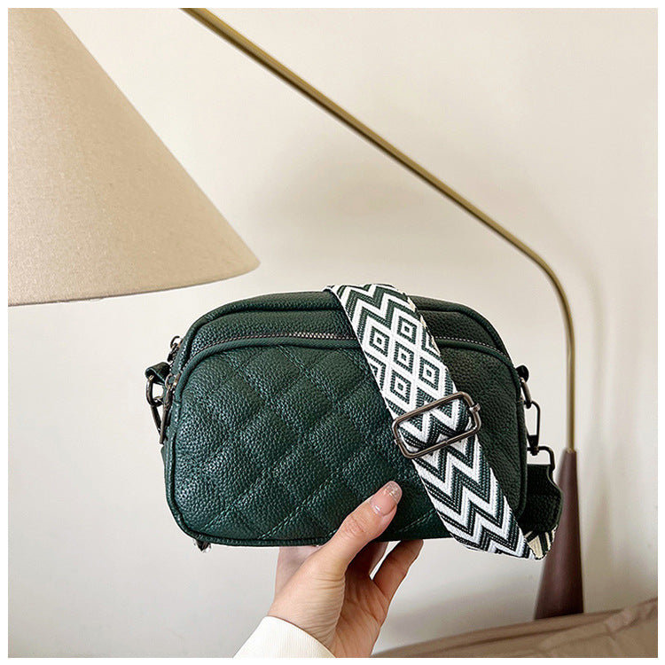 Diamond Pattern Soft Leather Shoulder Messenger Bag