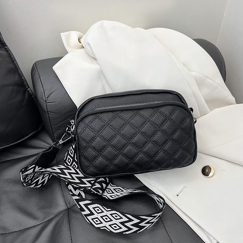 Diamond Pattern Soft Leather Shoulder Messenger Bag