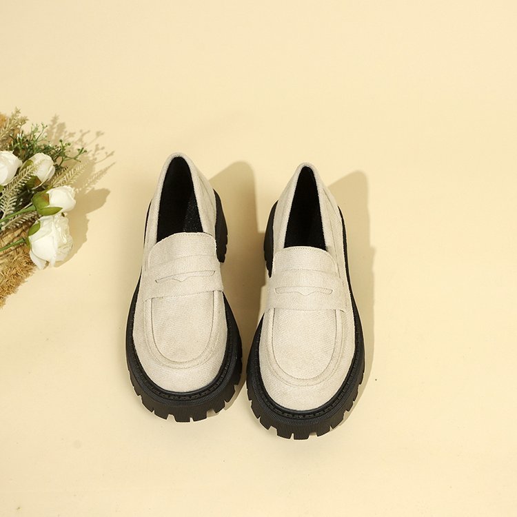 Slip-on Leather Shoe Retro Platform Casual All-matching Women