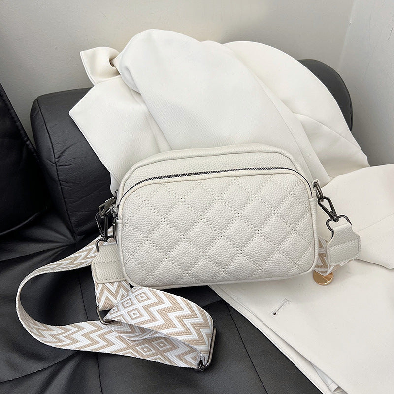 Diamond Pattern Soft Leather Shoulder Messenger Bag
