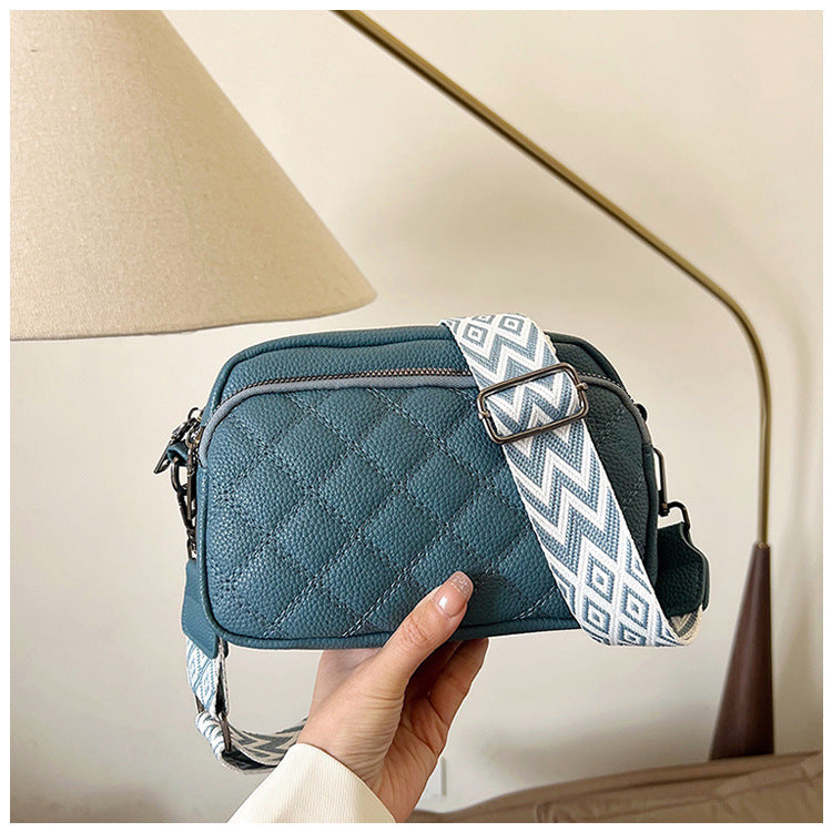 Diamond Pattern Soft Leather Shoulder Messenger Bag