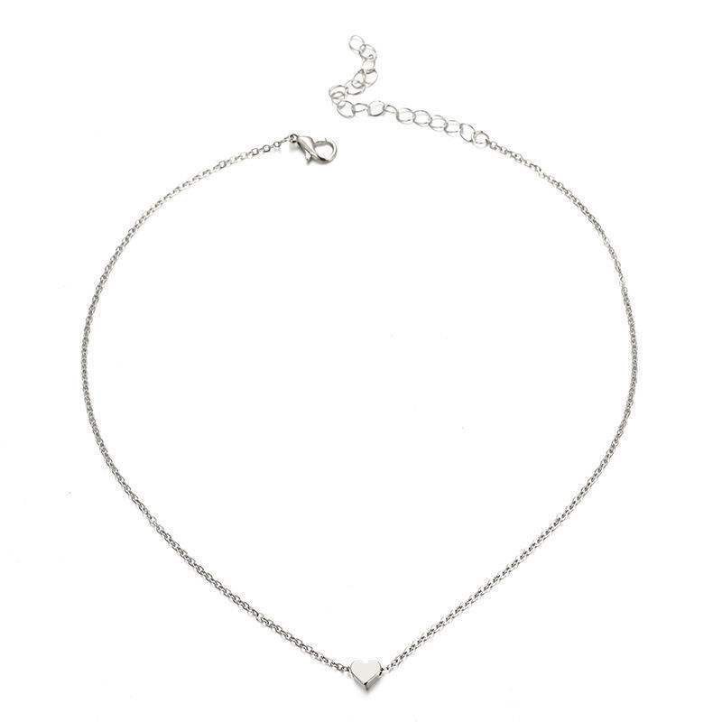 Simple Double-sided heart Pendant Chain Necklace