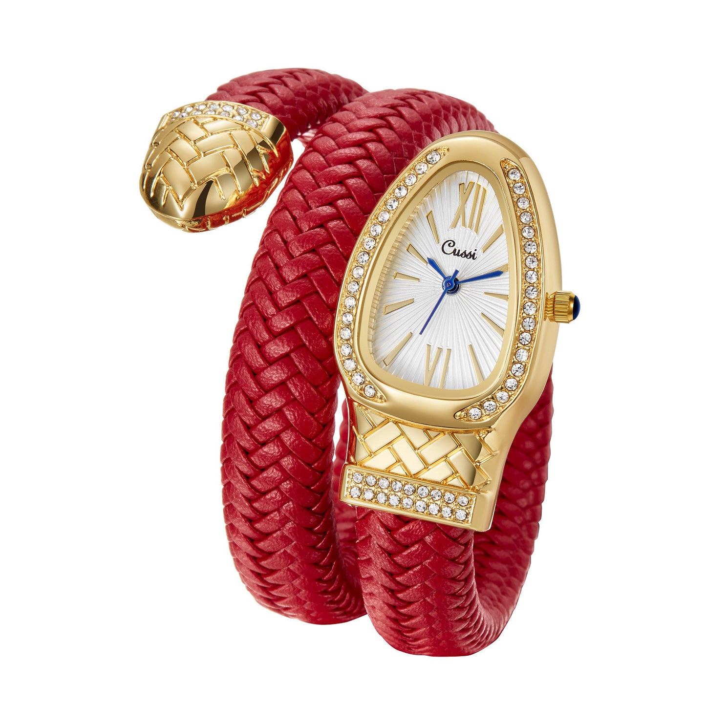 Snake design Quartz Watch Diamond Leather Strap