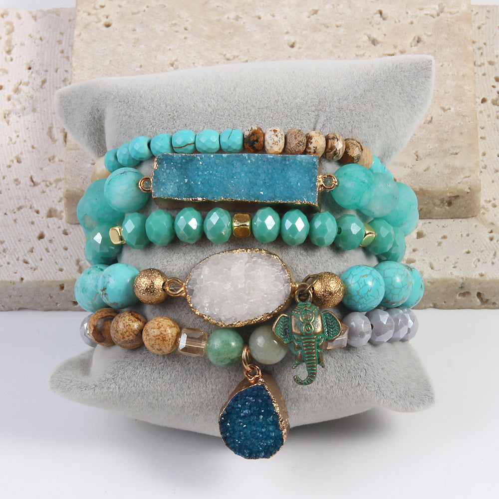 Natural Crystal Glass Crystal Cluster Bracelet