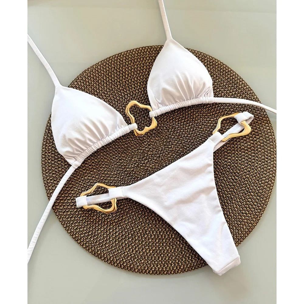 Women"s Two-Piece White Swim Suit