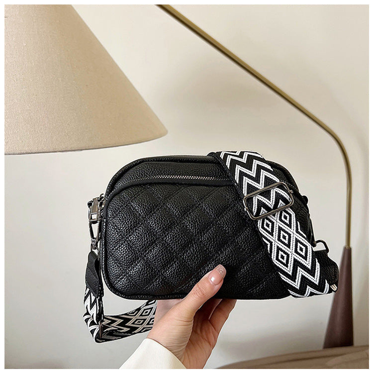 Diamond Pattern Soft Leather Shoulder Messenger Bag