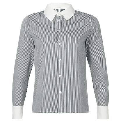 Women's Striped Lapel Shirt Blouse