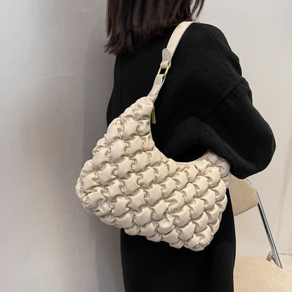 Lingge Embroidery Thread Shoulder Bag Women
