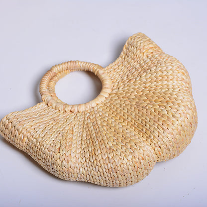 Handmade High-Value Artifact Straw Woven Wave Moon Bag