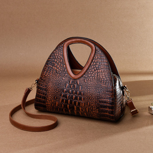 Women's Crossbody Embossed Soft Leather Tote Bag