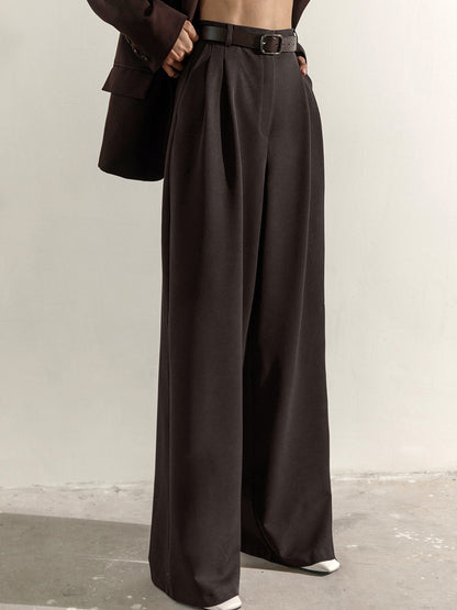 Women's Retro Classic Fashion Solid Color Loose High Waist Trousers