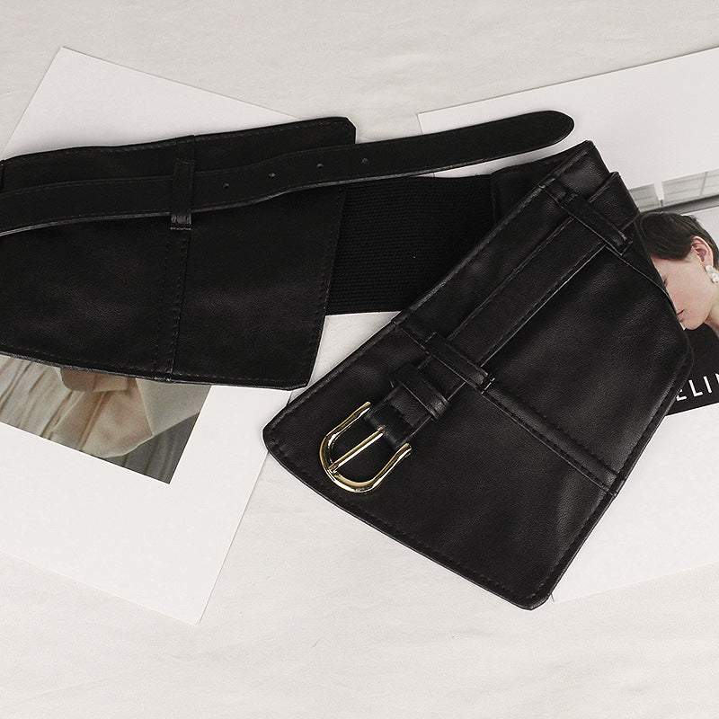 Black Extra Wide Waist Seal Elastic  Simple Versatile Belt