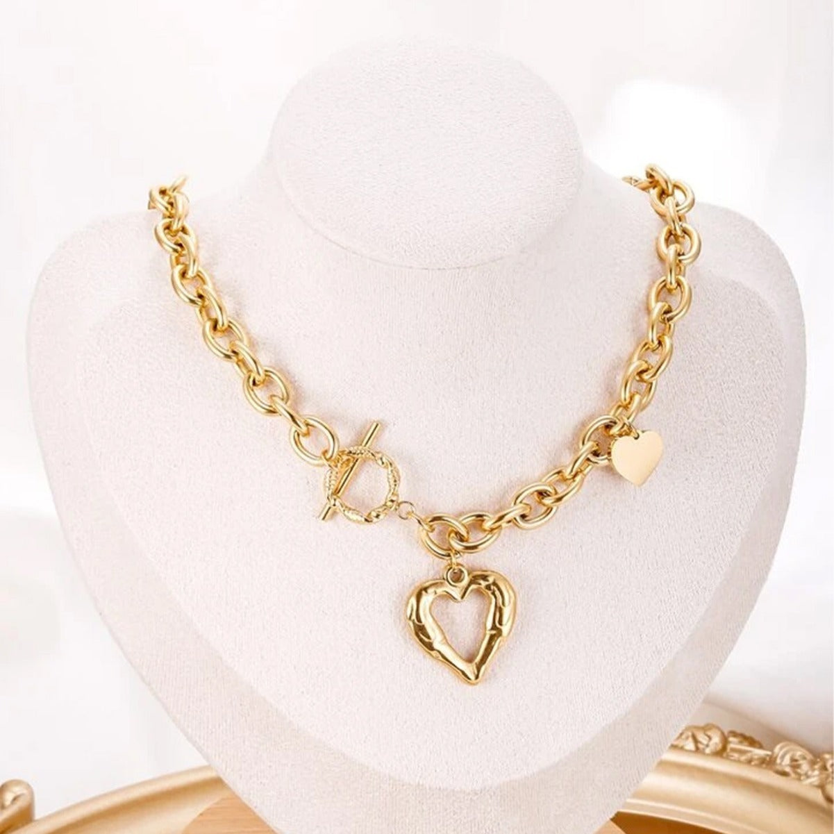 Hollow Heart OT Buckle Love Necklace
