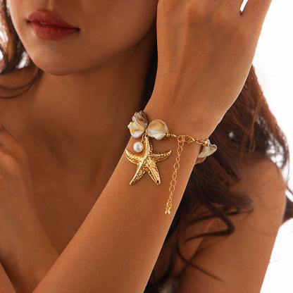 Classic Conch Pendant Necklace For Women Bohemian Starfish Beaded Choker