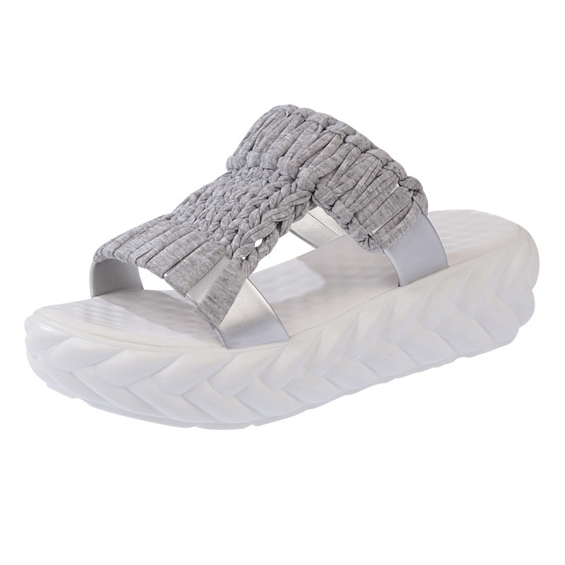 Women"s Fashionable Korean Version Thick Bottom Sponge Cake Cooler Slippers
