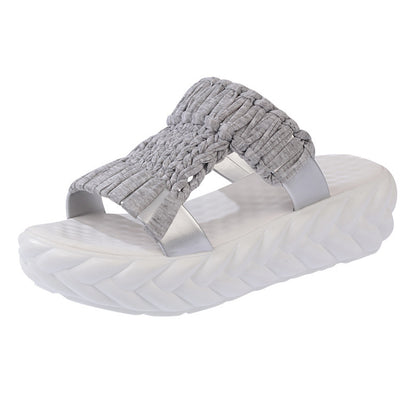 Women"s Fashionable Korean Version Thick Bottom Sponge Cake Cooler Slippers