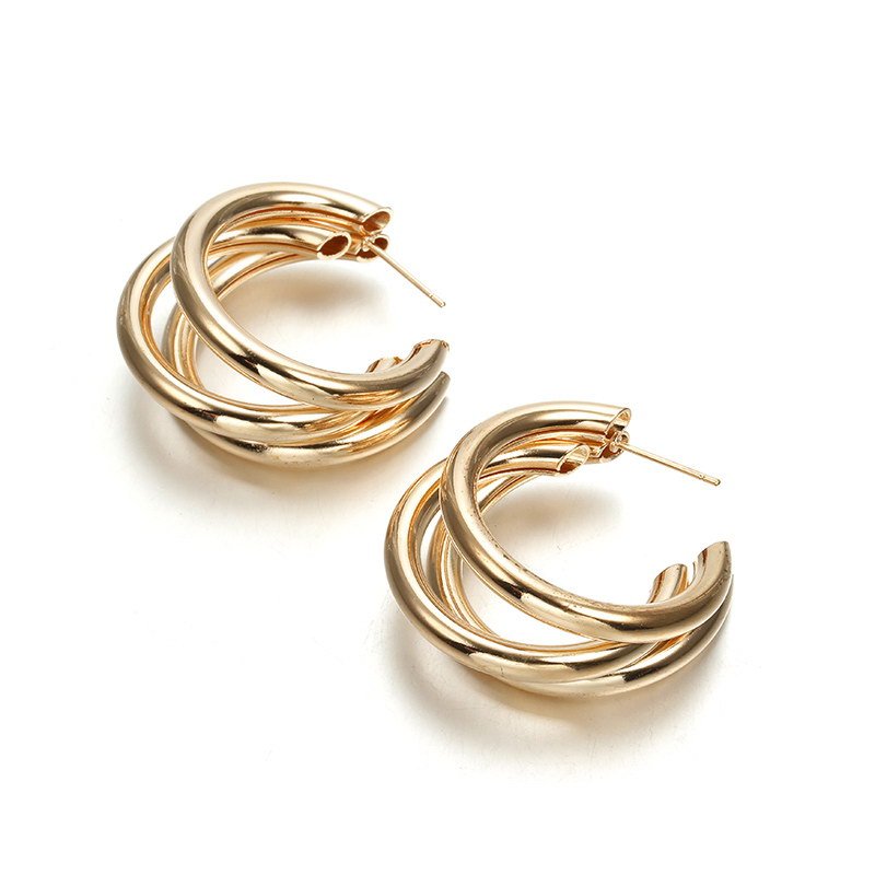 Metal Ring Ear Buckle Earrings