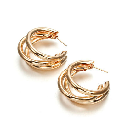 Metal Ring Ear Buckle Earrings