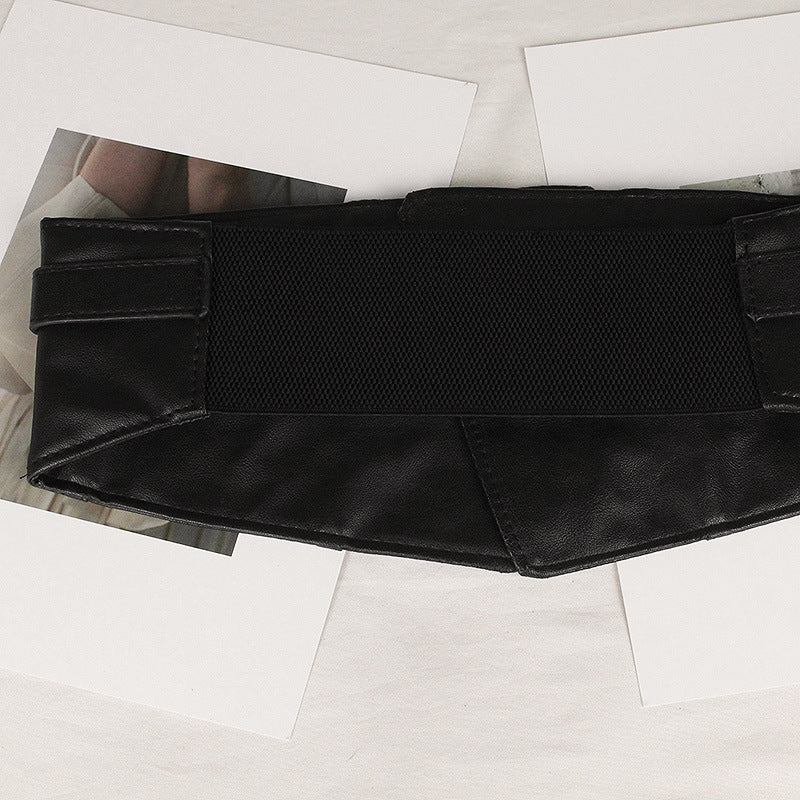 Black Extra Wide Waist Seal Elastic  Simple Versatile Belt