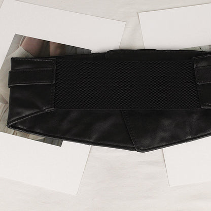 Black Extra Wide Waist Seal Elastic  Simple Versatile Belt