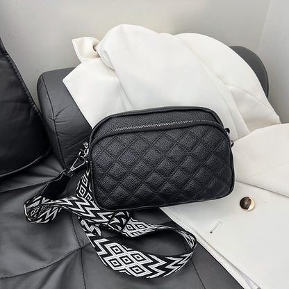 Diamond Pattern Soft Leather Shoulder Messenger Bag