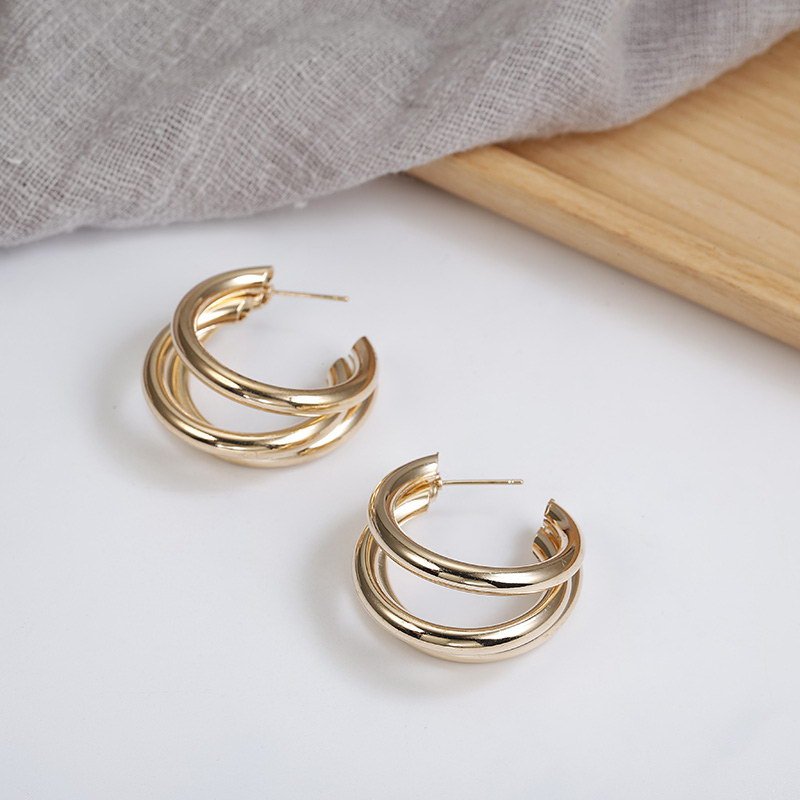 Metal Ring Ear Buckle Earrings