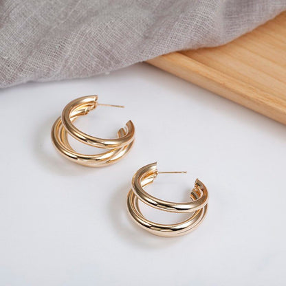 Metal Ring Ear Buckle Earrings