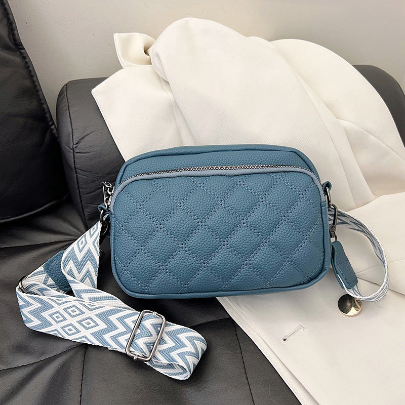 Diamond Pattern Soft Leather Shoulder Messenger Bag