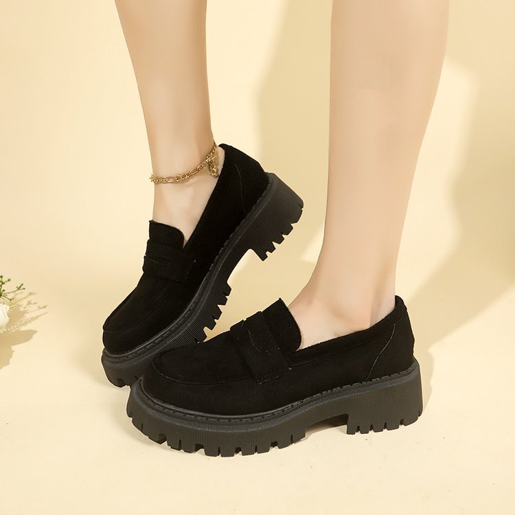 Slip-on Leather Shoe Retro Platform Casual All-matching Women