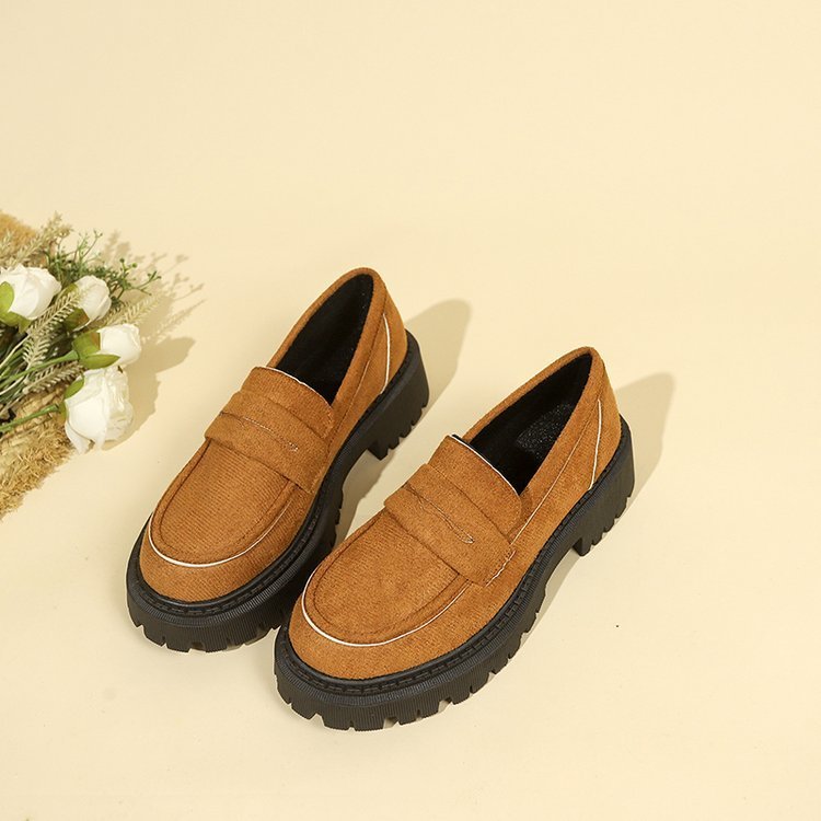 Slip-on Leather Shoe Retro Platform Casual All-matching Women