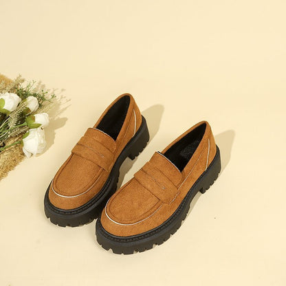 Slip-on Leather Shoe Retro Platform Casual All-matching Women