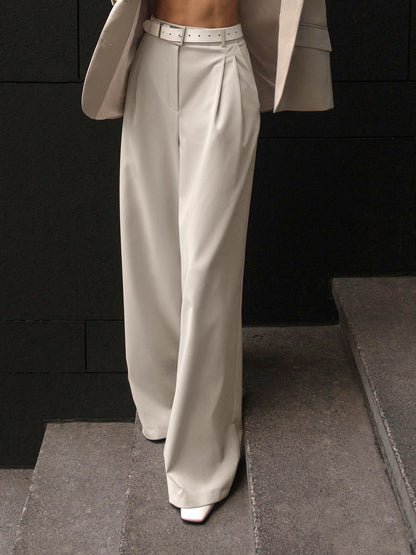Women's Retro Classic Fashion Solid Color Loose High Waist Trousers