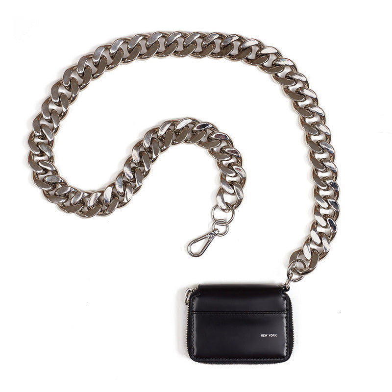 thick metal chain black shoulder cross body bag