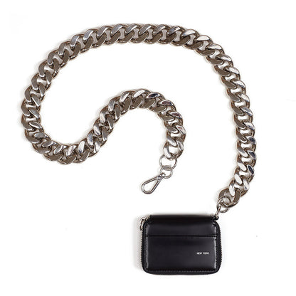 thick metal chain black shoulder cross body bag