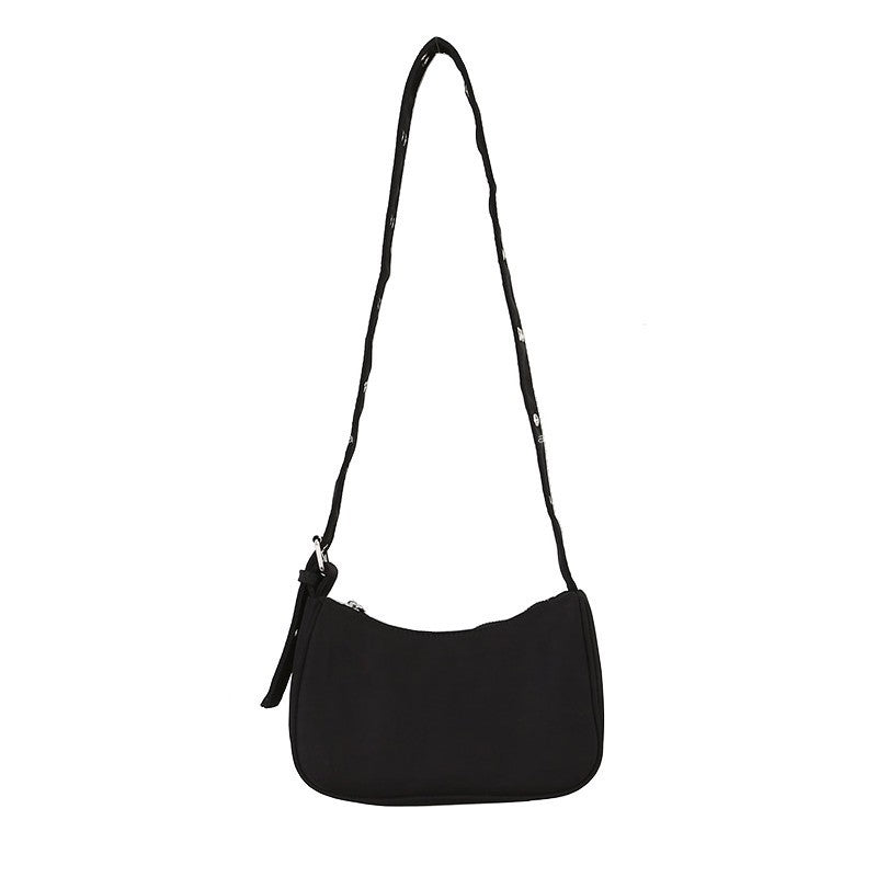 Black nylon fabric shoulder messenger bag