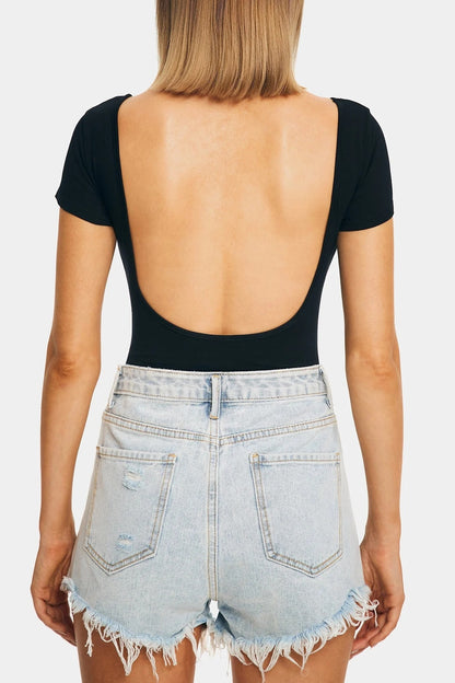 U-neck deep Back Exposed Tight Top