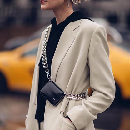 thick metal chain black shoulder cross body bag