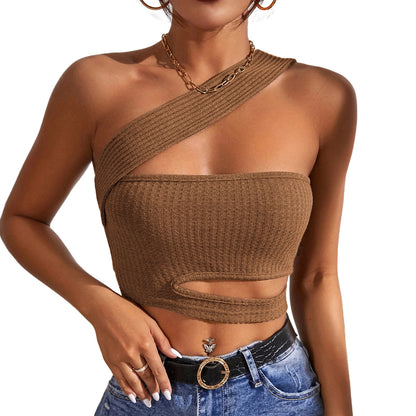 Hollow Out Knitted Vest Ultra Short Sleeveless Top