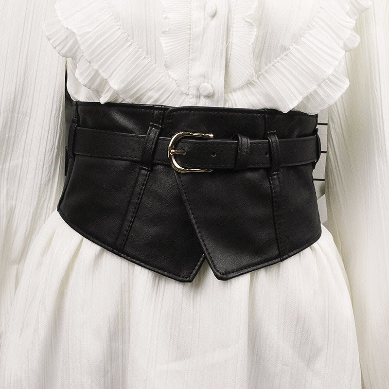 Black Extra Wide Waist Seal Elastic  Simple Versatile Belt