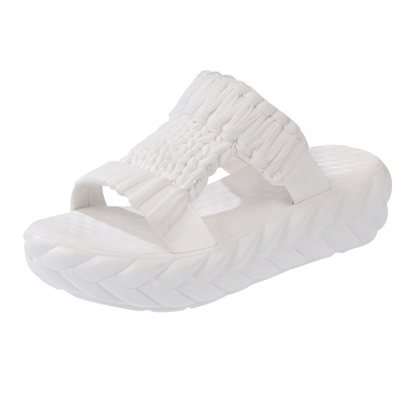 Women"s Fashionable Korean Version Thick Bottom Sponge Cake Cooler Slippers