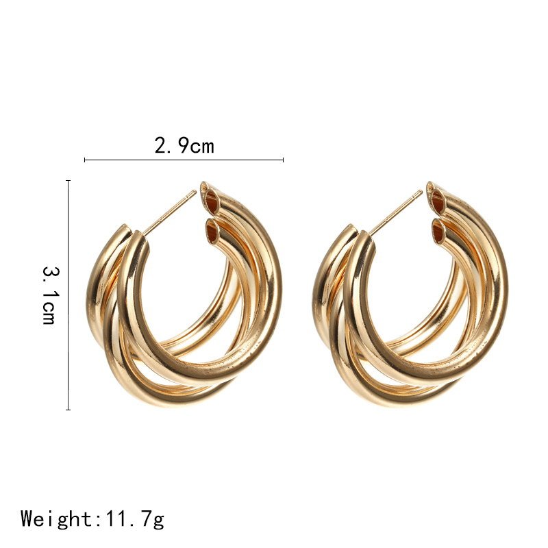 Metal Ring Ear Buckle Earrings