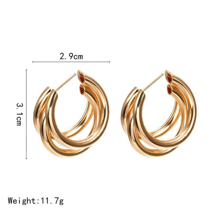 Metal Ring Ear Buckle Earrings