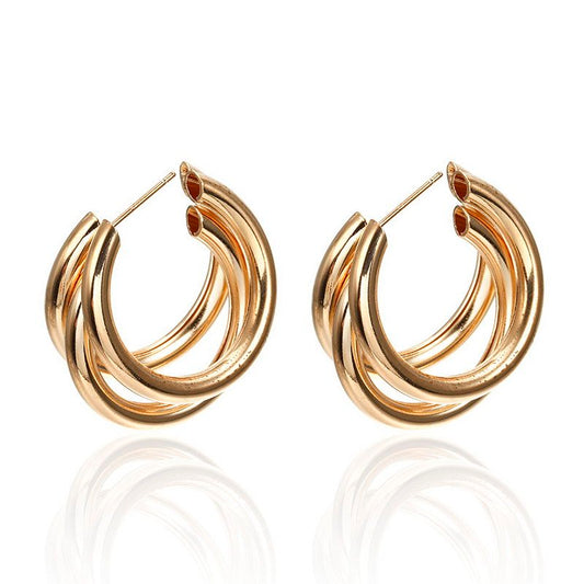 Metal Ring Ear Buckle Earrings