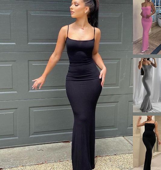 Spaghetti Strap Long Bodycon Dress