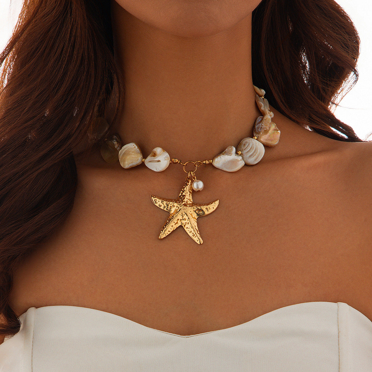 Classic Conch Pendant Necklace For Women Bohemian Starfish Beaded Choker