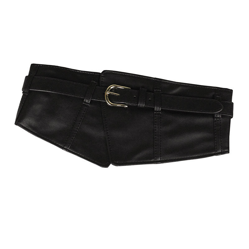 Black Extra Wide Waist Seal Elastic  Simple Versatile Belt
