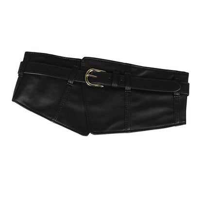 Black Extra Wide Waist Seal Elastic  Simple Versatile Belt
