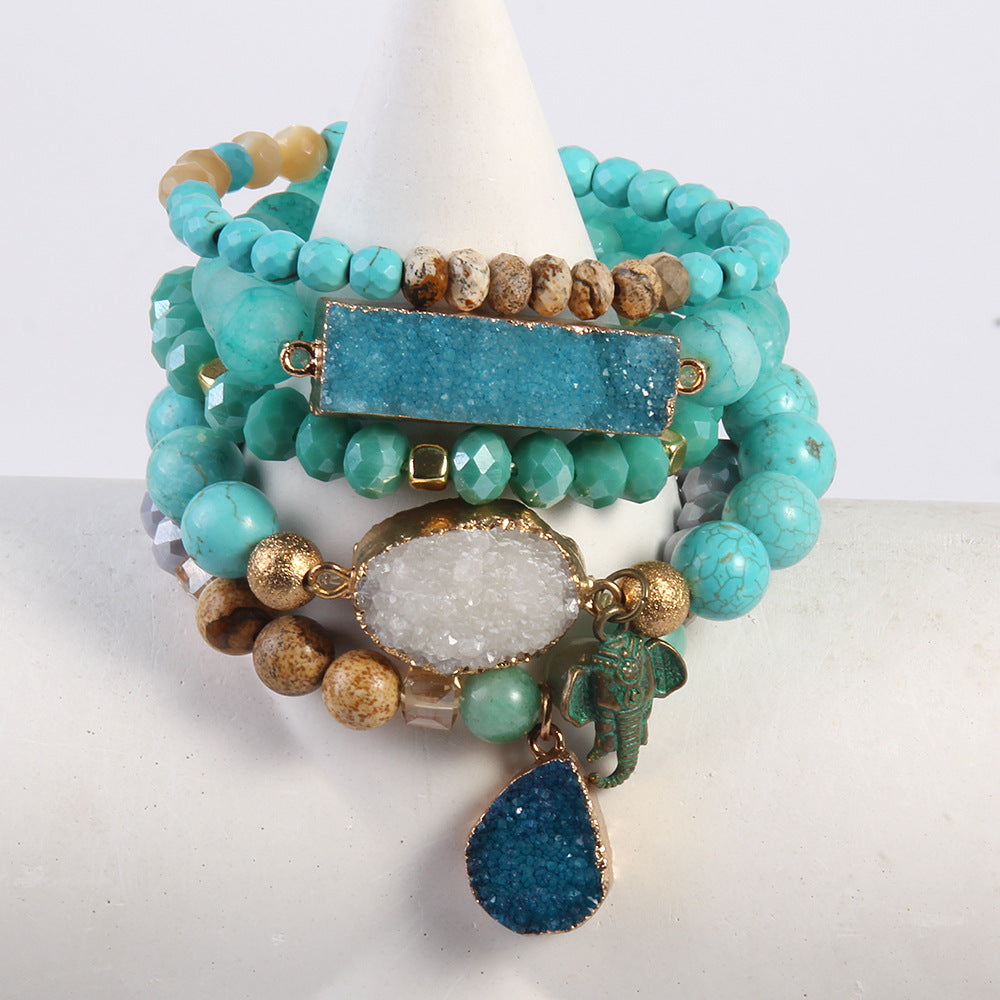 Natural Crystal Glass Crystal Cluster Bracelet