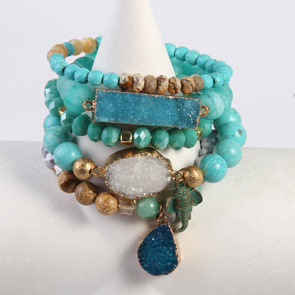 Natural Crystal Glass Crystal Cluster Bracelet
