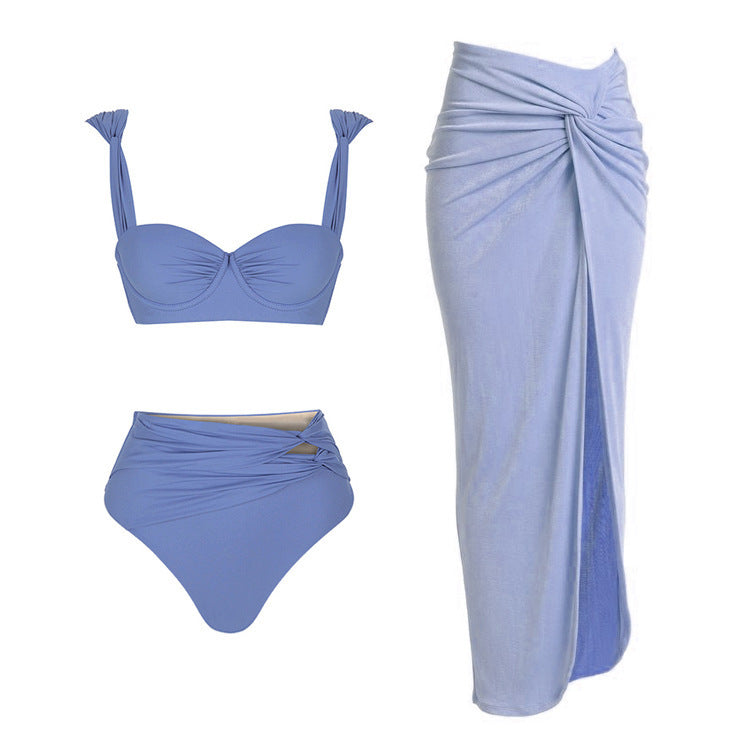 One-piece Swimsuit Round Buckle Hollow Out Stitching Swimsuit